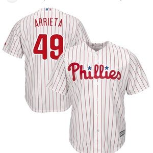 Philadelphia Phillies Jake Arrieta Majestic White Official Cool Base L Jersey